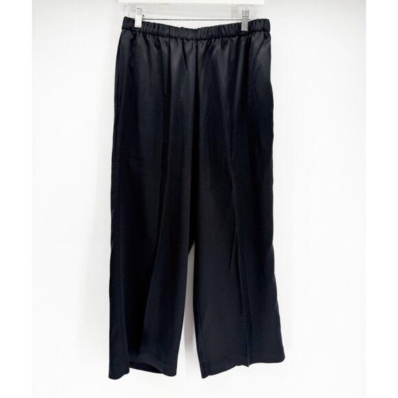 6397 Black Satin Silk Elastic Waistband Pull-On Pants - Picture 2 of 7